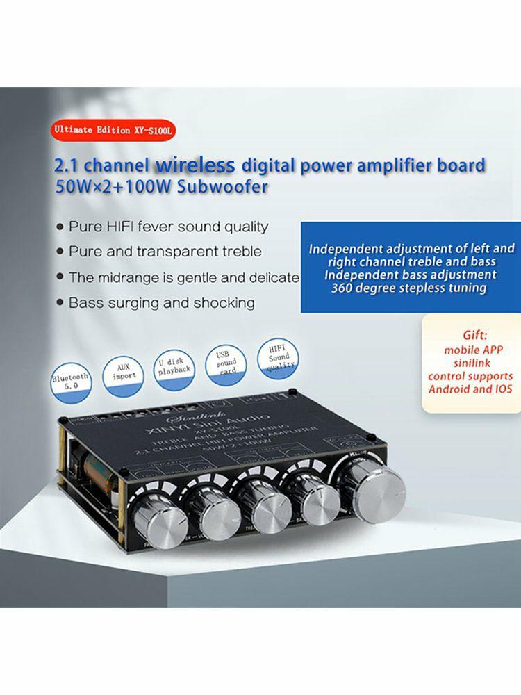 Audio Amplifier |   XY-S100L 2.1 Channel Bass 2x50W + 100W HIFI Power Subwoofer Amplifier Board Audio & Video Audio Amplifier