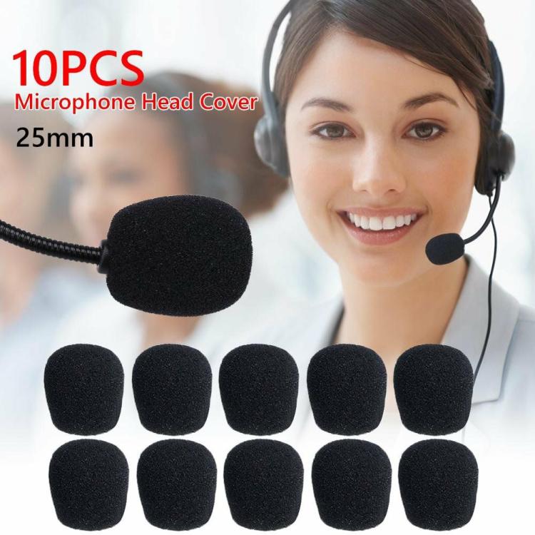 Earphone & Headphone |   10pcs 25mm Soft Elastic Sponge Microphone Head Cover for Headset Sleeve Mic Audio & Video Earphone & Headphone