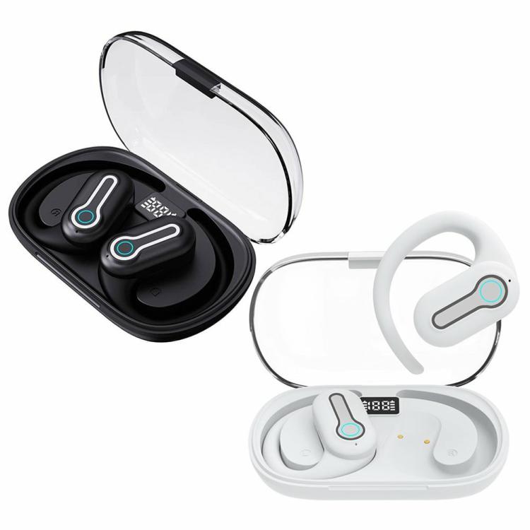 Earphone & Headphone |   OWS Bluetooth-Compatible 5.3 Waterproof LED Display Ear-hook Wireless Headphone Audio & Video Black/White