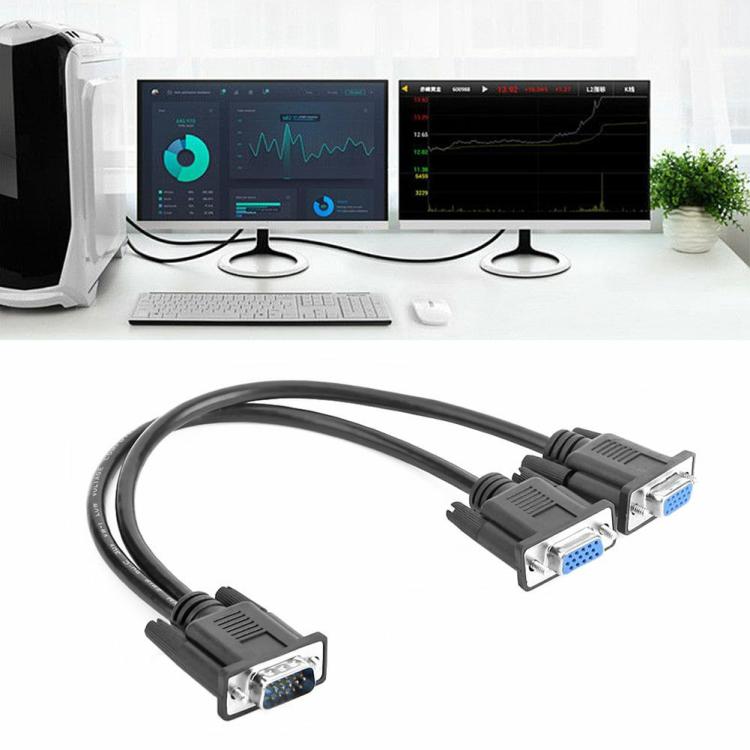 HDMI Adapter & HD Players |   15 Pin VGA Male to 2 Female Y Splitter Cable Monitor Adapter for PC TV Audio & Video HDMI Adapter & HD Players