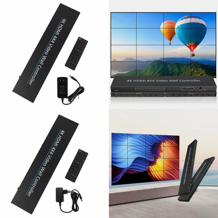 HDMI Adapter & HD Players |   4K HDMI 4×4 Video Wall Controller 1 HDMI Input & 16 Output Video Wall Processor Audio & Video HDMI Adapter & HD Players