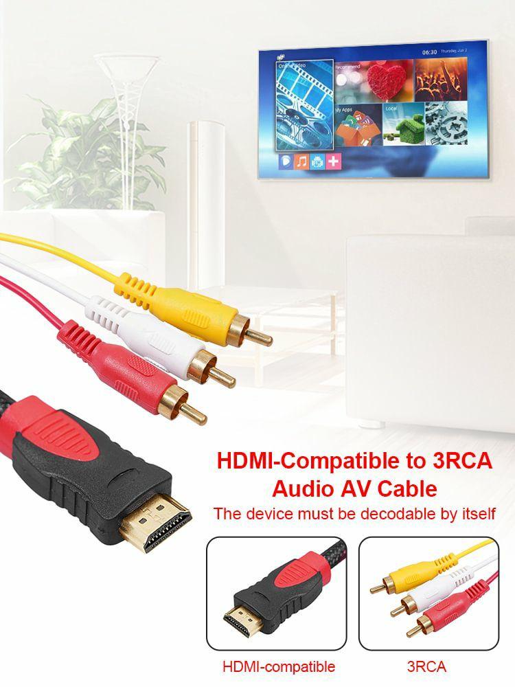 HDMI Adapter & HD Players |   HDMI-Compatible to 3RCA Audio AV Cable Cord Adapter Converter for TV Box Audio & Video HDMI Adapter & HD Players