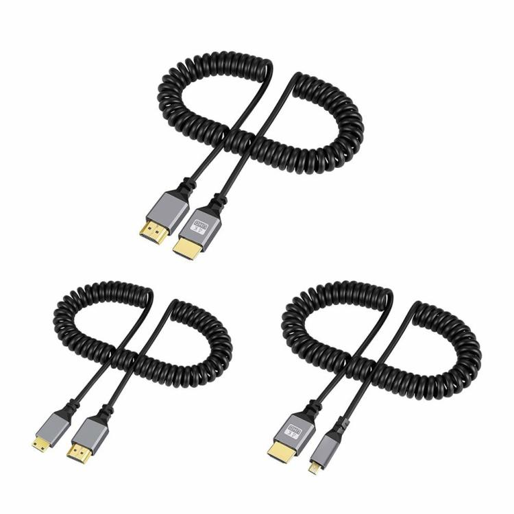 HDMI Adapter & HD Players |   Male To Male Coiled Extension Cable Plug and Play Mental Spring Cable for Camera Audio & Video HDMI Adapter & HD Players