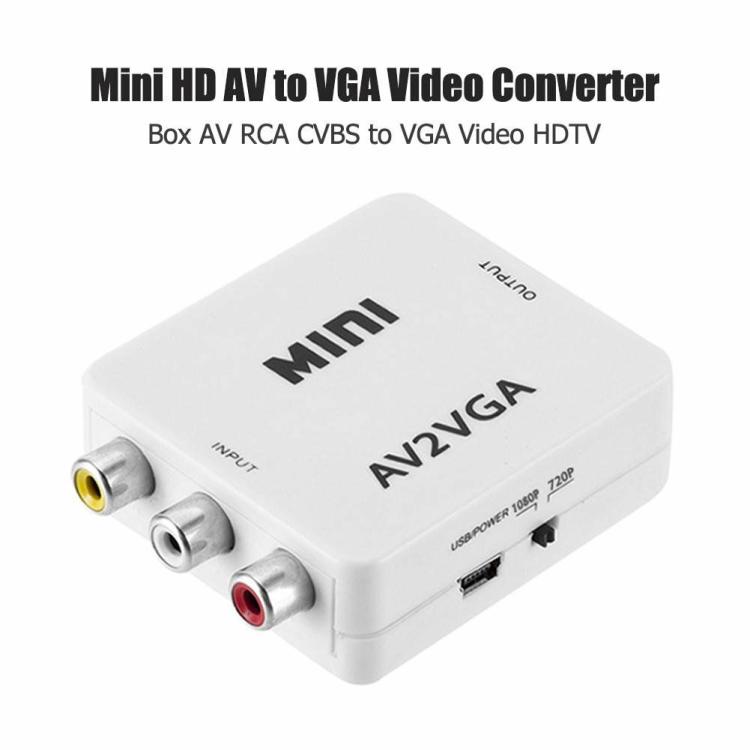 HDMI Adapter & HD Players |   Mini HD AV2VGA Converter Convertor Box AV RCA CVBS to VGA Video HDTV Adapter Audio & Video HDMI Adapter & HD Players