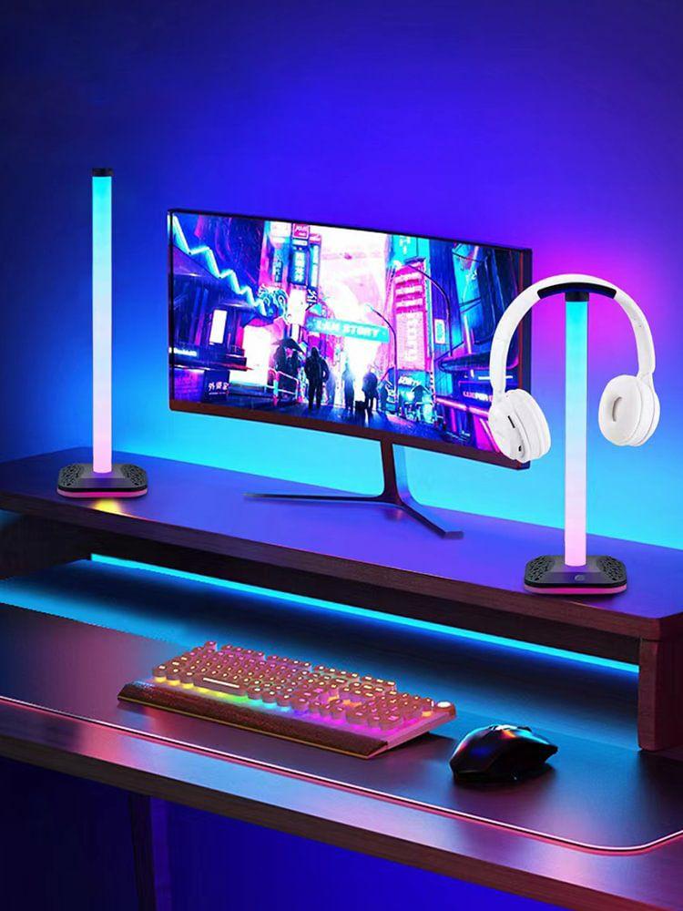 Headphone Accessories |   RGB Light Desktop Headphone Stand Anti Slip USB Support Over Ear Headset Holder Audio & Video Headphone Accessories