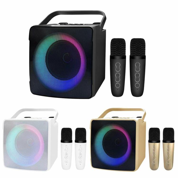 Others |   RGB Light Portable Karaoke Machine Wireless Speaker with Wireless Mic for Kids Audio & Video Black/White