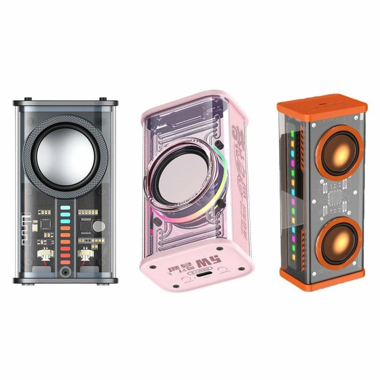 Speakers & Radio |   Transparent Mecha USB Wireless TWS Speaker Bluetooth-compatible 5.0/5.1 600mAh Audio & Video Black/Orange