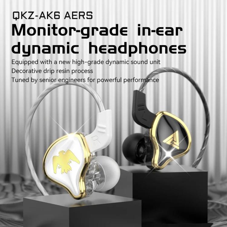 Wired Headset & Walkie Talkie |   QKZ AK6 Ares HiFi Wired Earphone Bass Music Wired Headphones Sports Earbuds Audio & Video Black/White