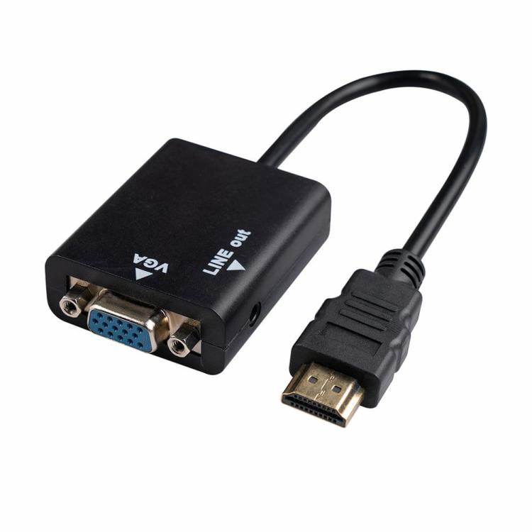 HDMI Adapter & HD Players |   1080P HDMI-compatible to VGA Cable Converter Adapter with Audio Kits Black Audio & Video HDMI Adapter & HD Players