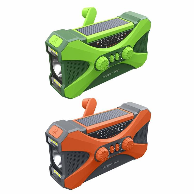 Speakers & Radio |   Emergency Radio Dual Speaker Rechargeable Stereo Solar Hand Crank Radio Audio & Video Green/Orange