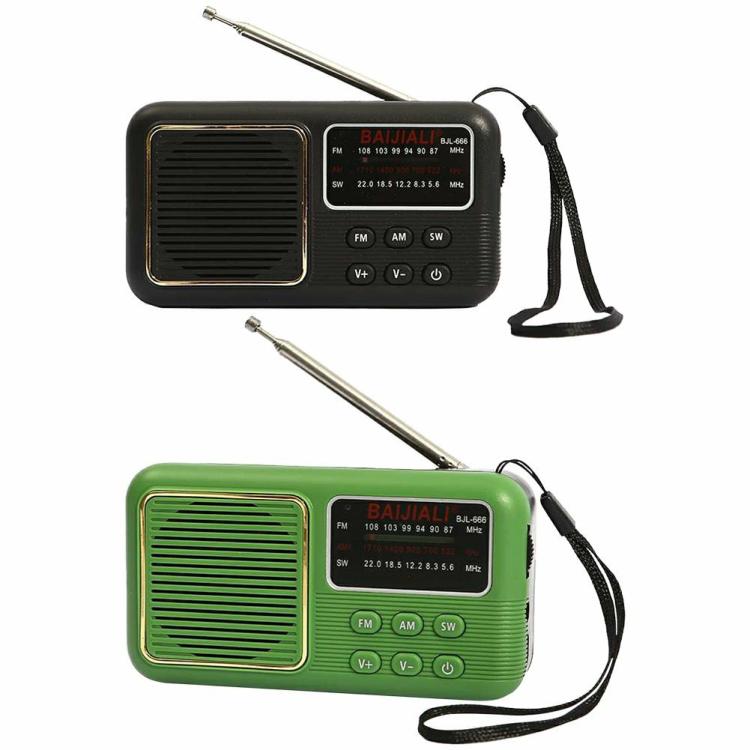 Speakers & Radio |   Mini Portable Radio Full-Wave Band Battery 500mAh Pocket Radio FM Radio Receiver Audio & Video Black/Green