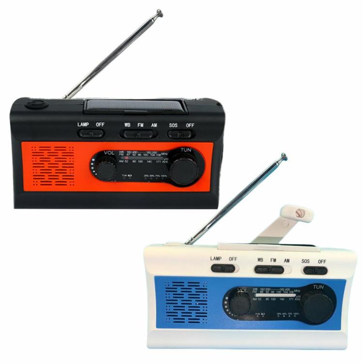 Speakers & Radio |   Solar Emergency Hand Crank Weather Radio with LED Flashlight Power Bank SOS Audio & Video Red/Blue